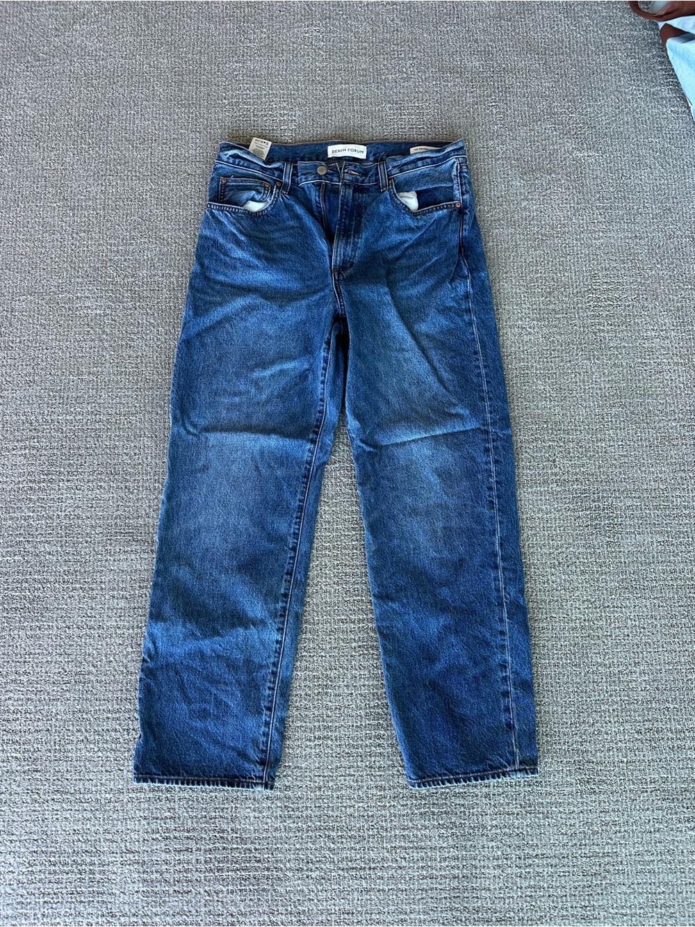 Denim Forum Straight Leg Jeans in Indigo Blue - Picture 2 of 4